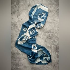 Silk Skull Scarf Blue & White
